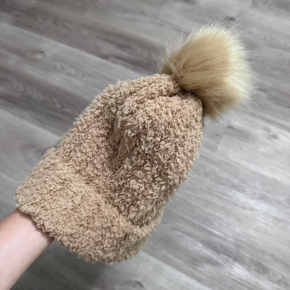 Tan Pom Pom Fur Beanie Toboggan Walmart One Size Winter